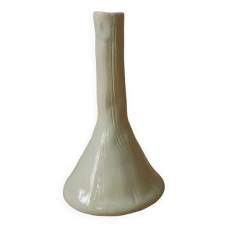 Vintage enameled ceramic soliflore vase, artisanal handmade pottery