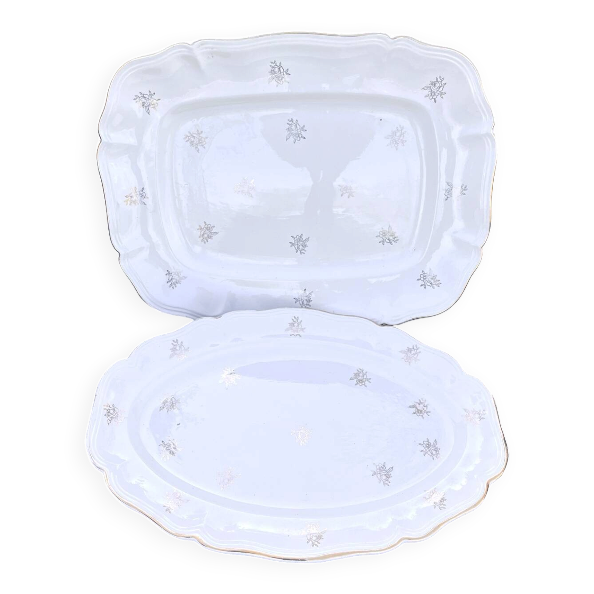 Plateaux de service en porcelaine Sanguimines français (ensemble de 2)