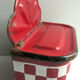 Former Art Deco matchbox in sheet metal enamelled with red and white tiles