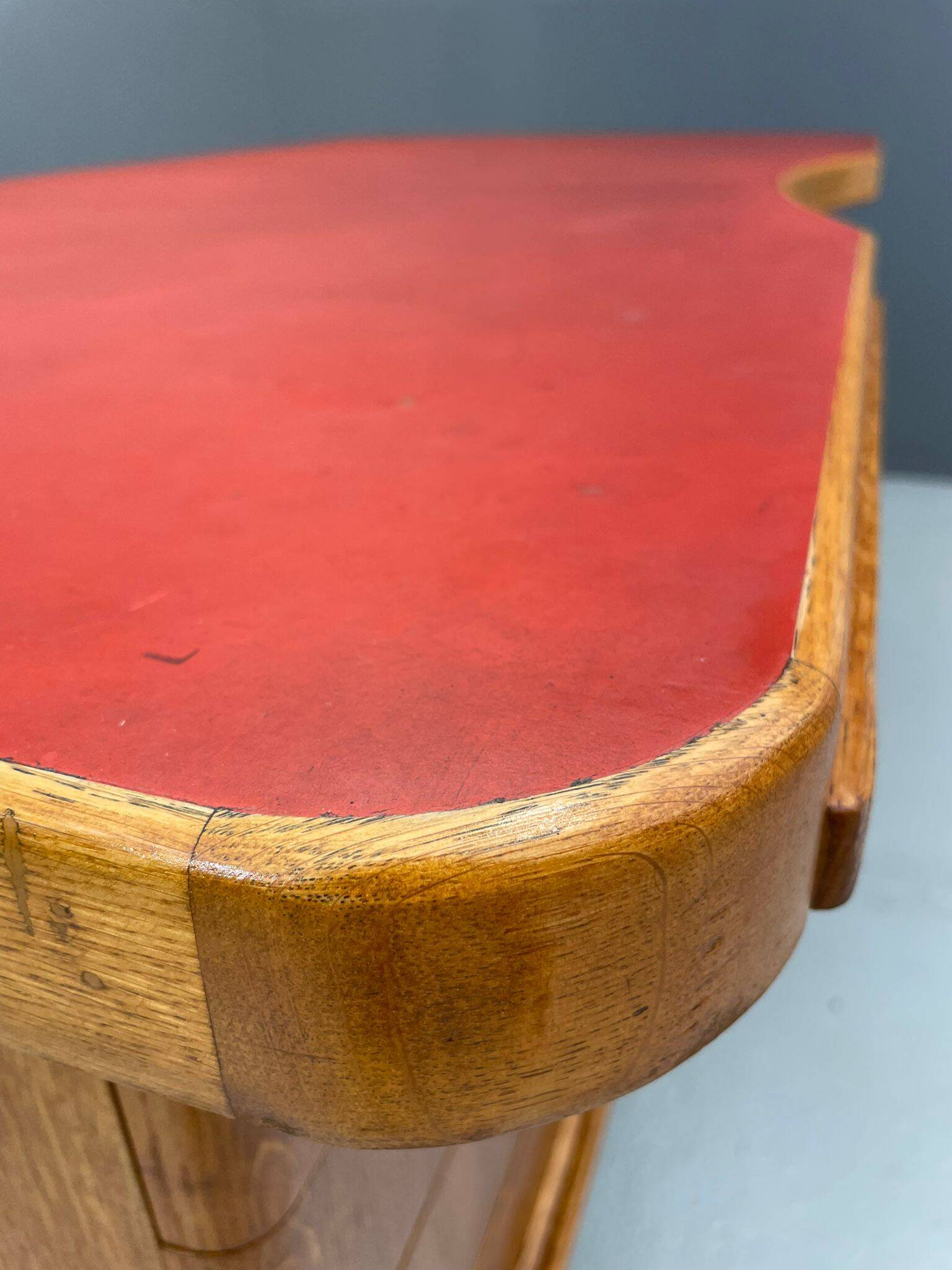 Bauhaus Walnut Writing Desk with Red Top