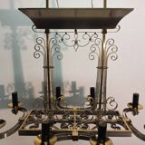 Important gilded brass chandelier circa 1940