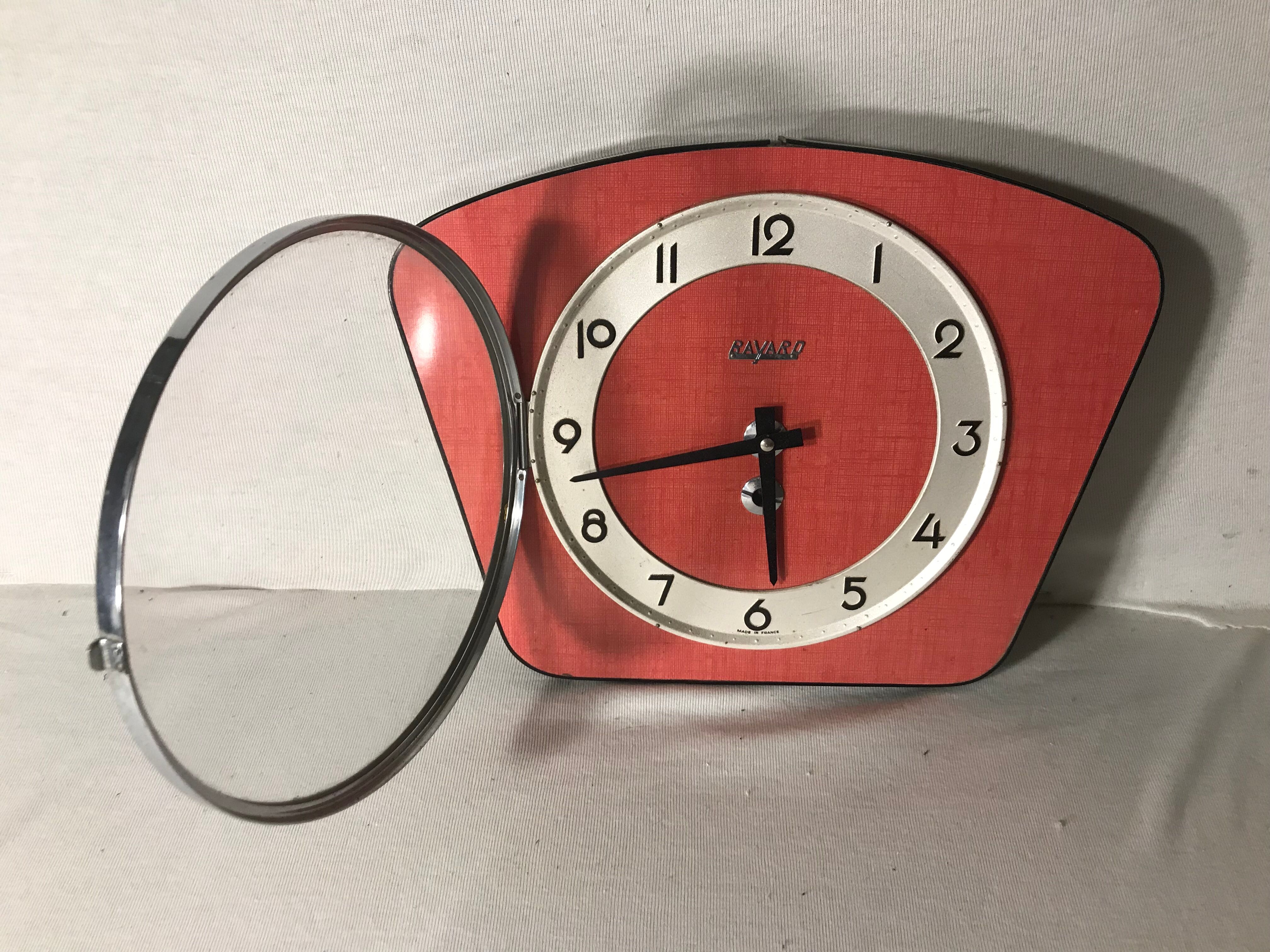 Ancient clock pendulum bayard red key vintage 50s formica