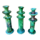 3 Tamegroute candle holders in green glazed ceramic from Morocco.