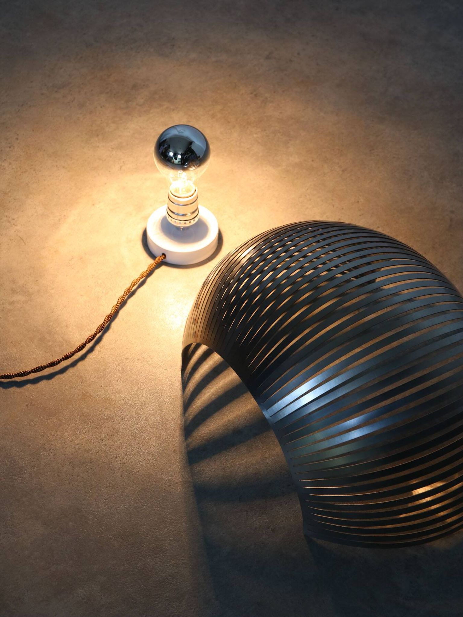 Vintage modernist stainless steel wall or table lamp