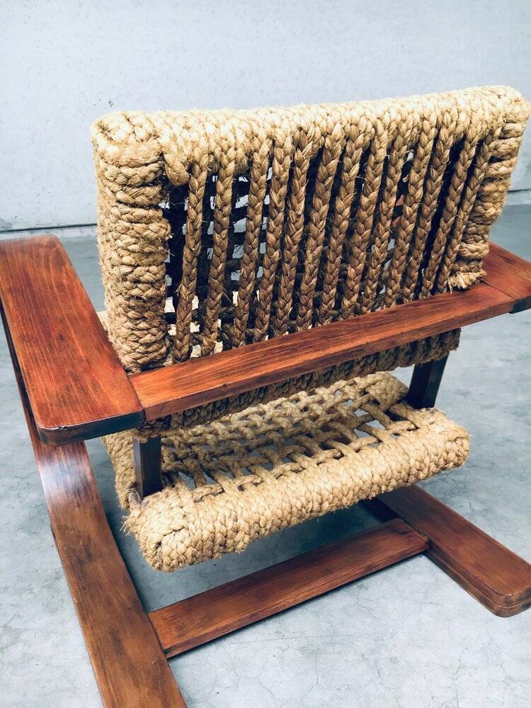 Rope Lounge Chair by Adrien Audoux & Frida Minet for Vibo Vesoul, France, 1940s