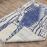 Vintage Azilal rug 264x150 cm - Blue geometric patterns