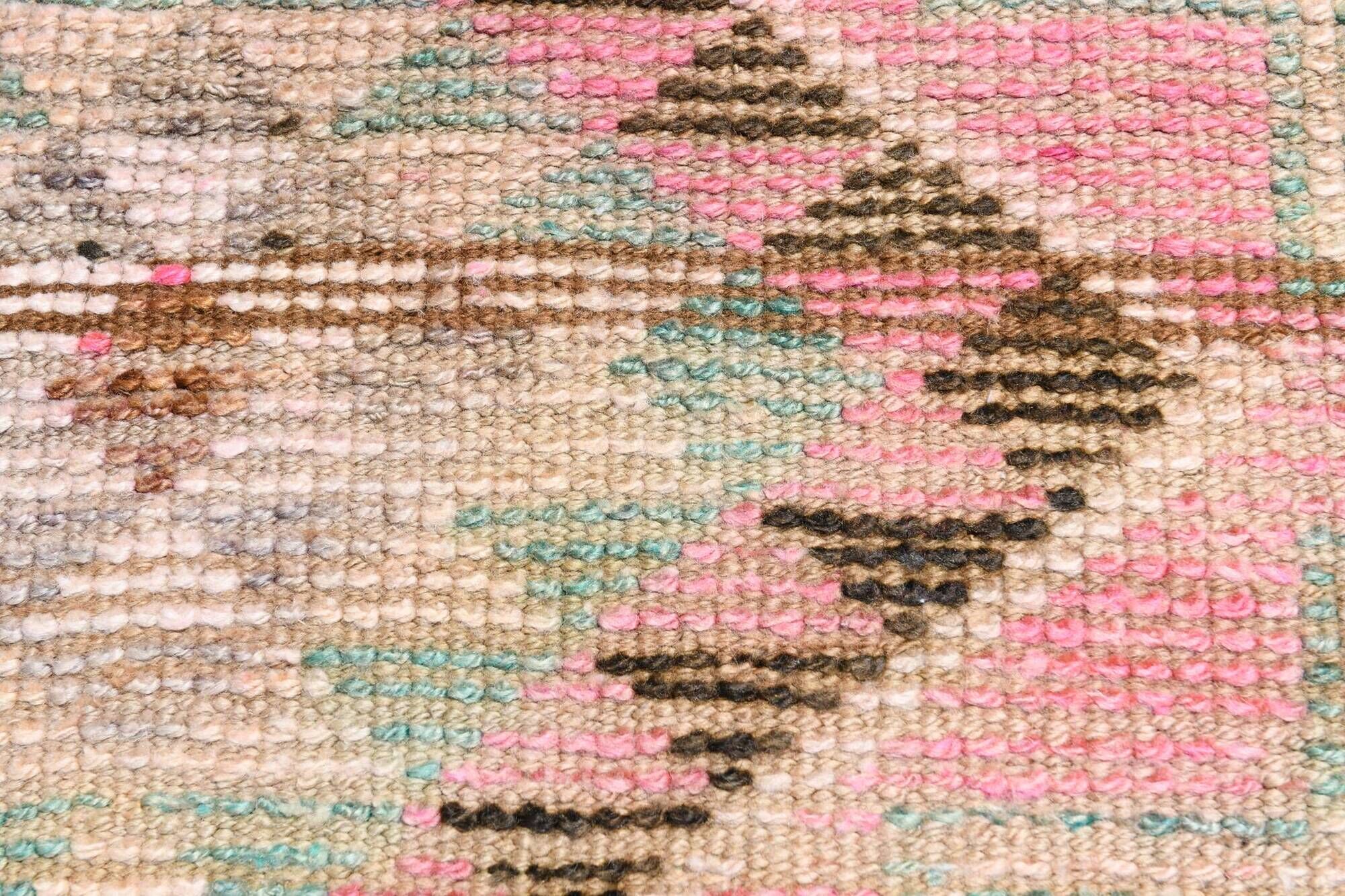 Tapis Couloir Rose à Médaillons, Tapis Turc Vintage, 86x364 Cm