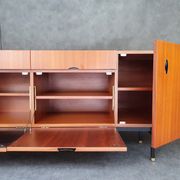 Minimalist mahogany veneer row by Paul Geoffroy 1960s