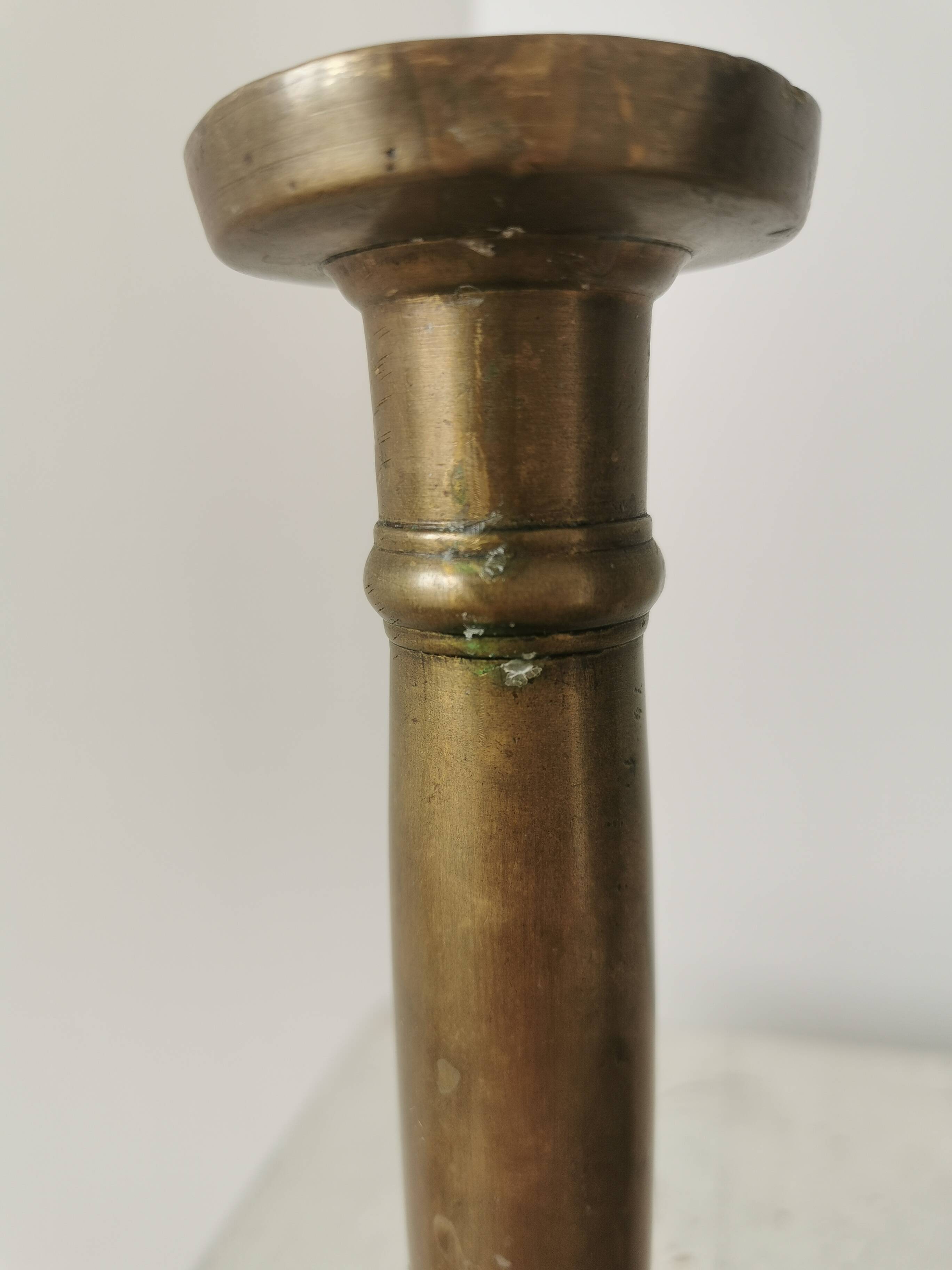 Bougeoirs en laiton vintage : bougeoirs dorés des années 50, ensemble de 2