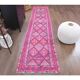 Vintage Turkish Oushak Handmade Cotton Purple Wool Runner Rug 74x345
