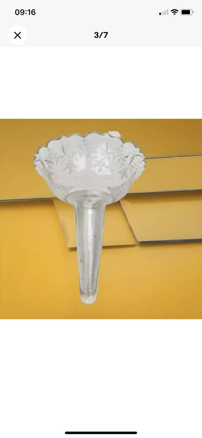 Antique bronze and brass mounted vase with engraved glassware