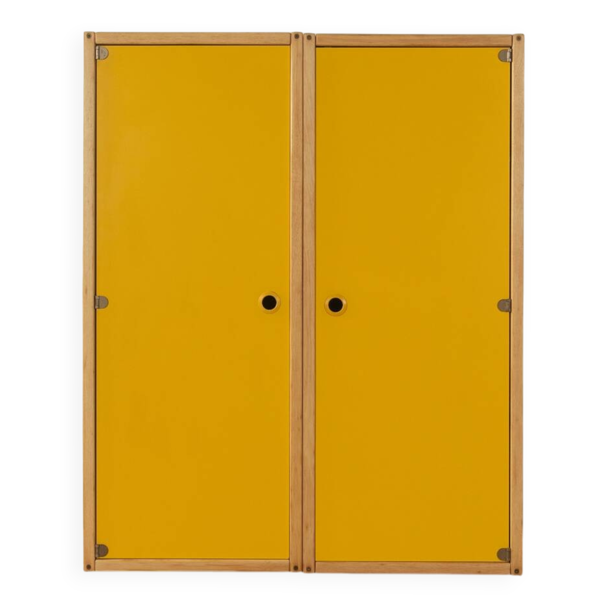 Flötotto profile system, 1970s, two-piece, yellow HPL, beech frame