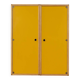 Système de profilés Flötotto, années 1970, en deux parties, HPL jaune, cadre en hêtre