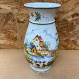Ancien vase e. tessier la licorne céramique blanche décor peint vintage