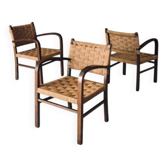 Modernist Bauhaus Rope Armchairs by Erich Dieckmann, Germany, 1930s, Set of 3