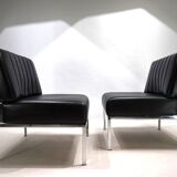 Stoll Giroflex set of 2 leather lounge chairs, 1970
