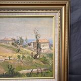 Old Oil Painting on Cardboard Landscape Provence Italy Mediterranean Caucasus So
