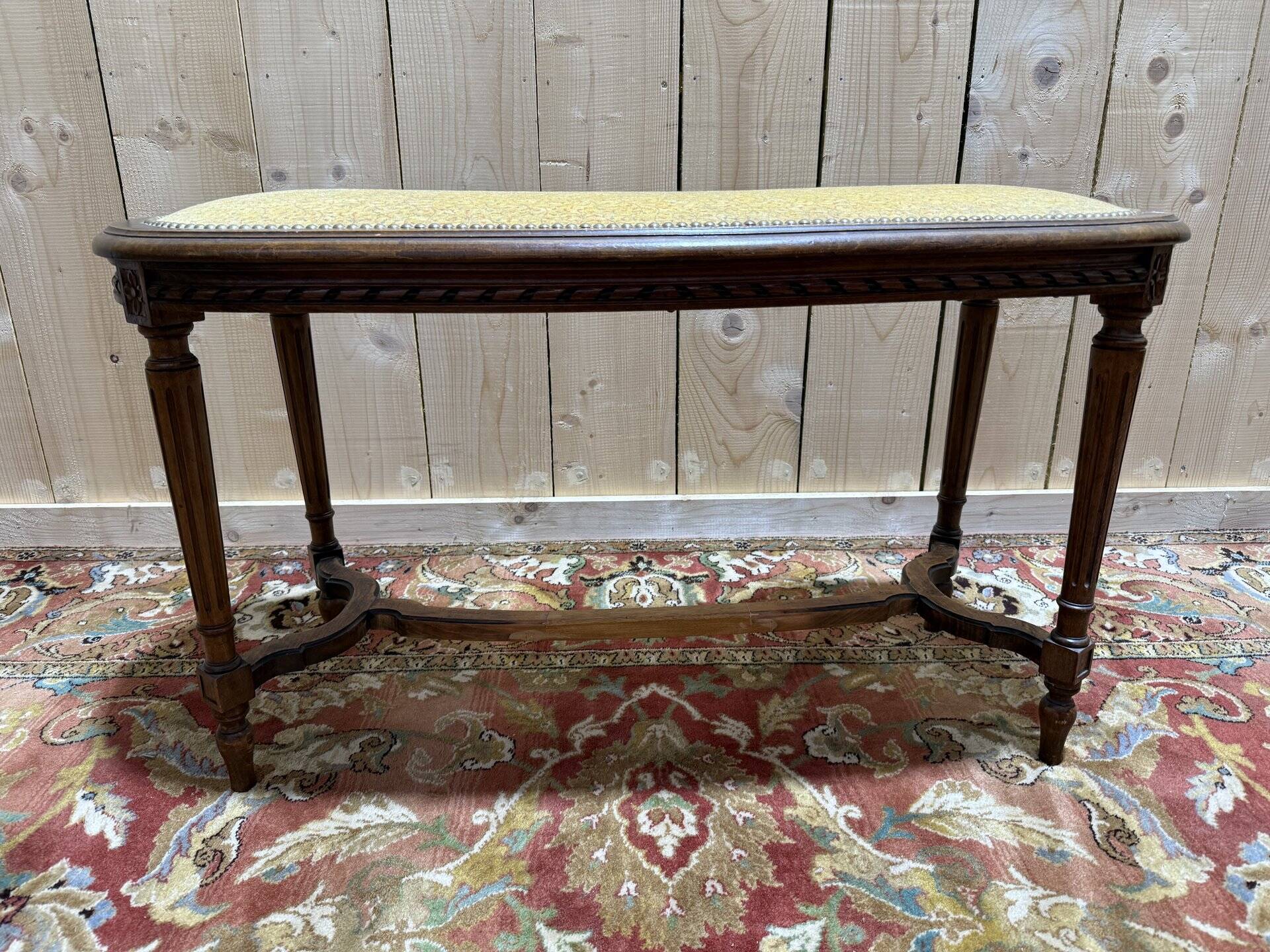 Louis XV style curved upholstered piano bench