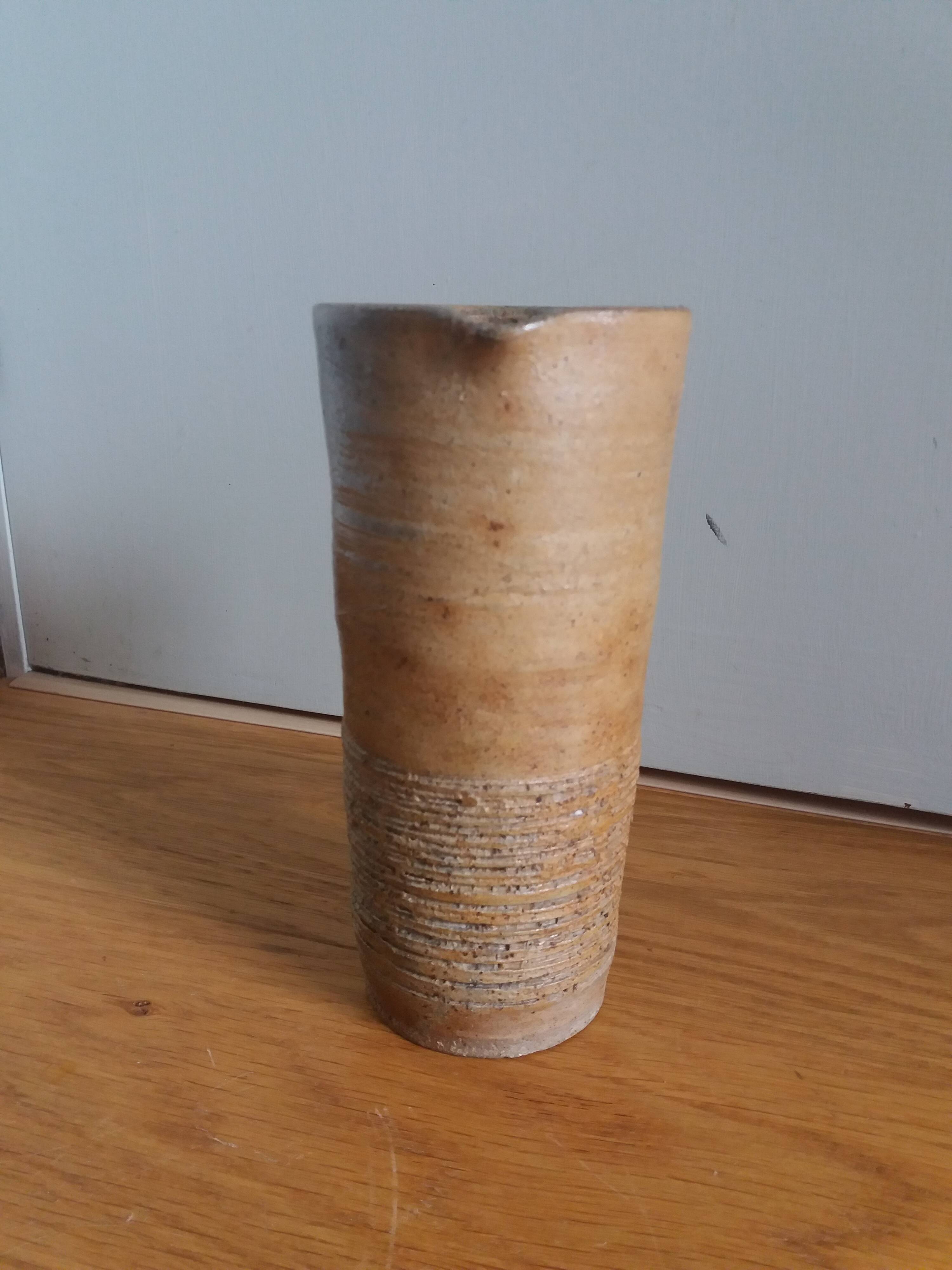 Brutalist vase pitcher signed in stoneware