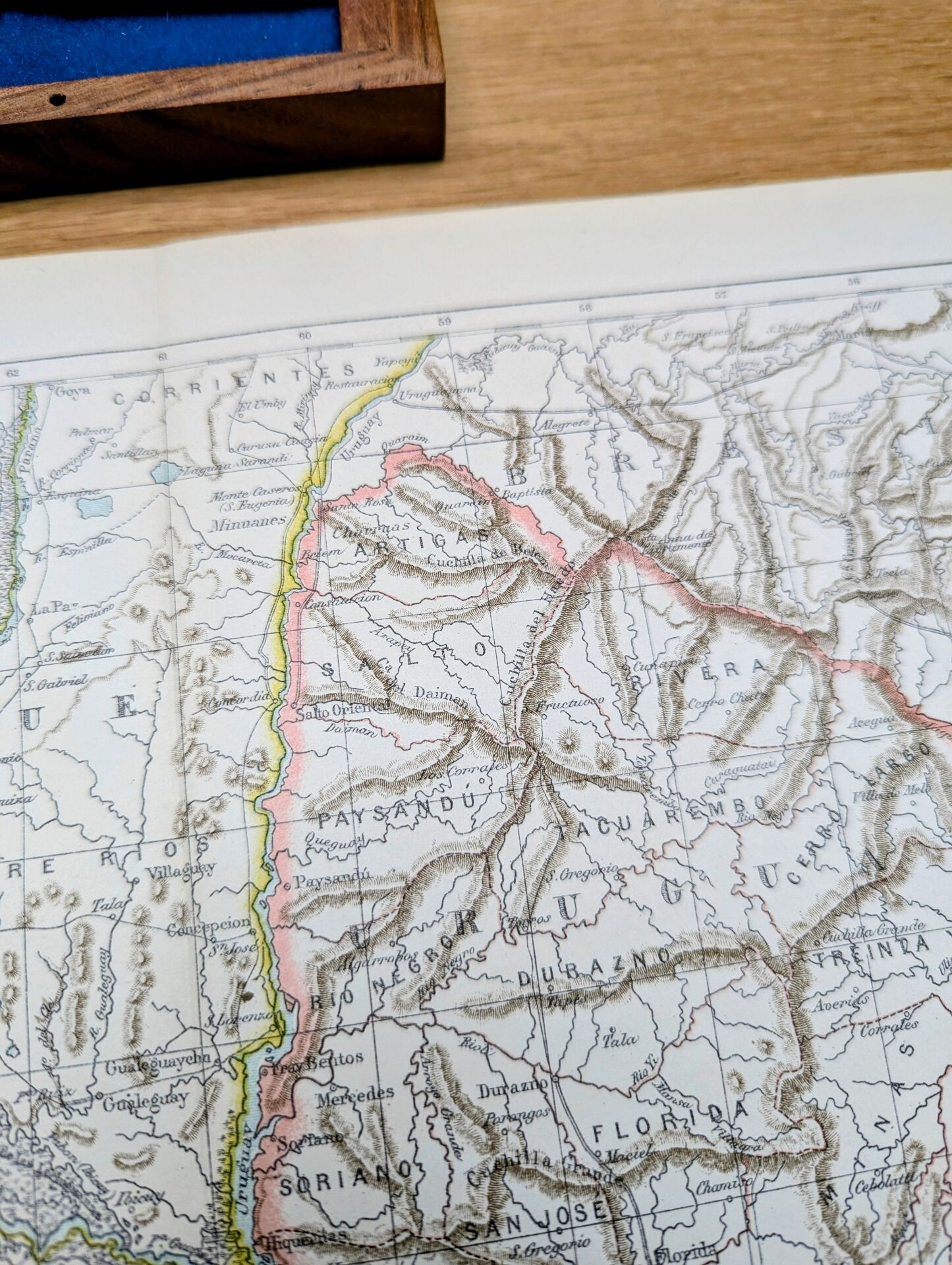 Uruguay, period map, 1887, Authentic.