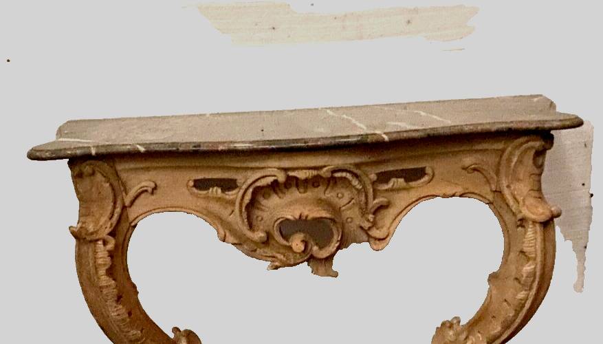 Louis XV style console in natural wood 19th century