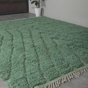 Traditional handwoven Berber rug in green, size 1.5/3.5 m.