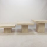 Set of 3 Italian Travertine Coffee Tables, 1980s