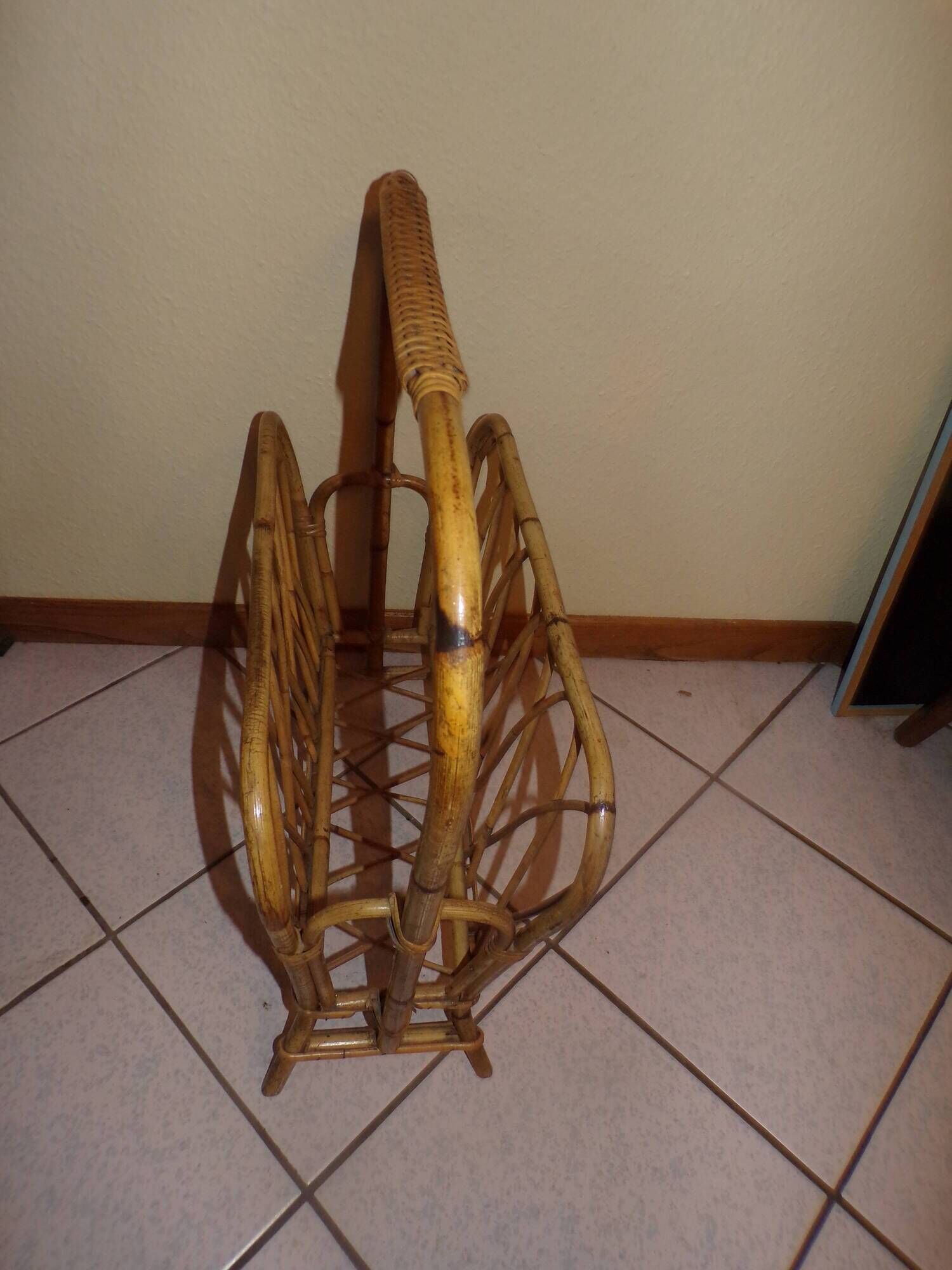 Rattan magazine holder