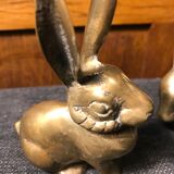 Pair of brass rabbits