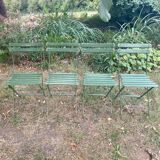 Antique folding garden chairs with wooden slats