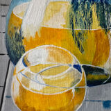 Blue yellow still life painting