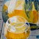 Blue yellow still life painting