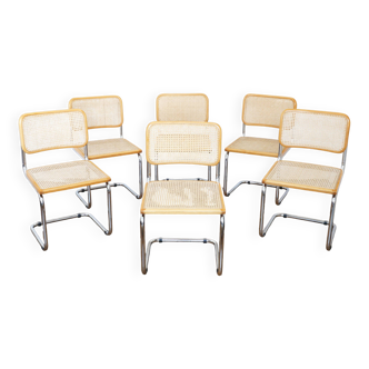 6 Cesca B32 Breuer Chairs Made in Italy - Seat caning redone