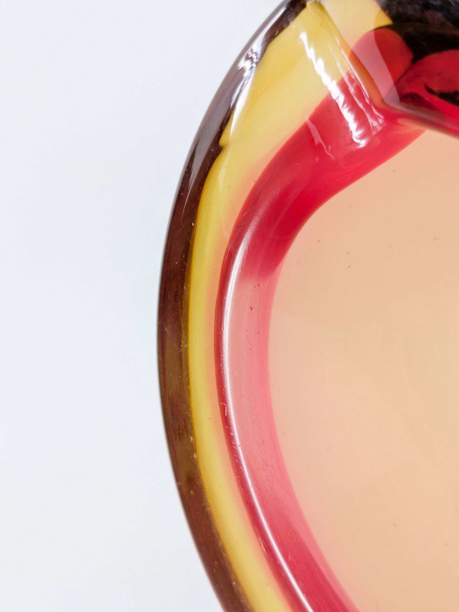 Murano glass catchall in Sommerso style, Orange Rose.