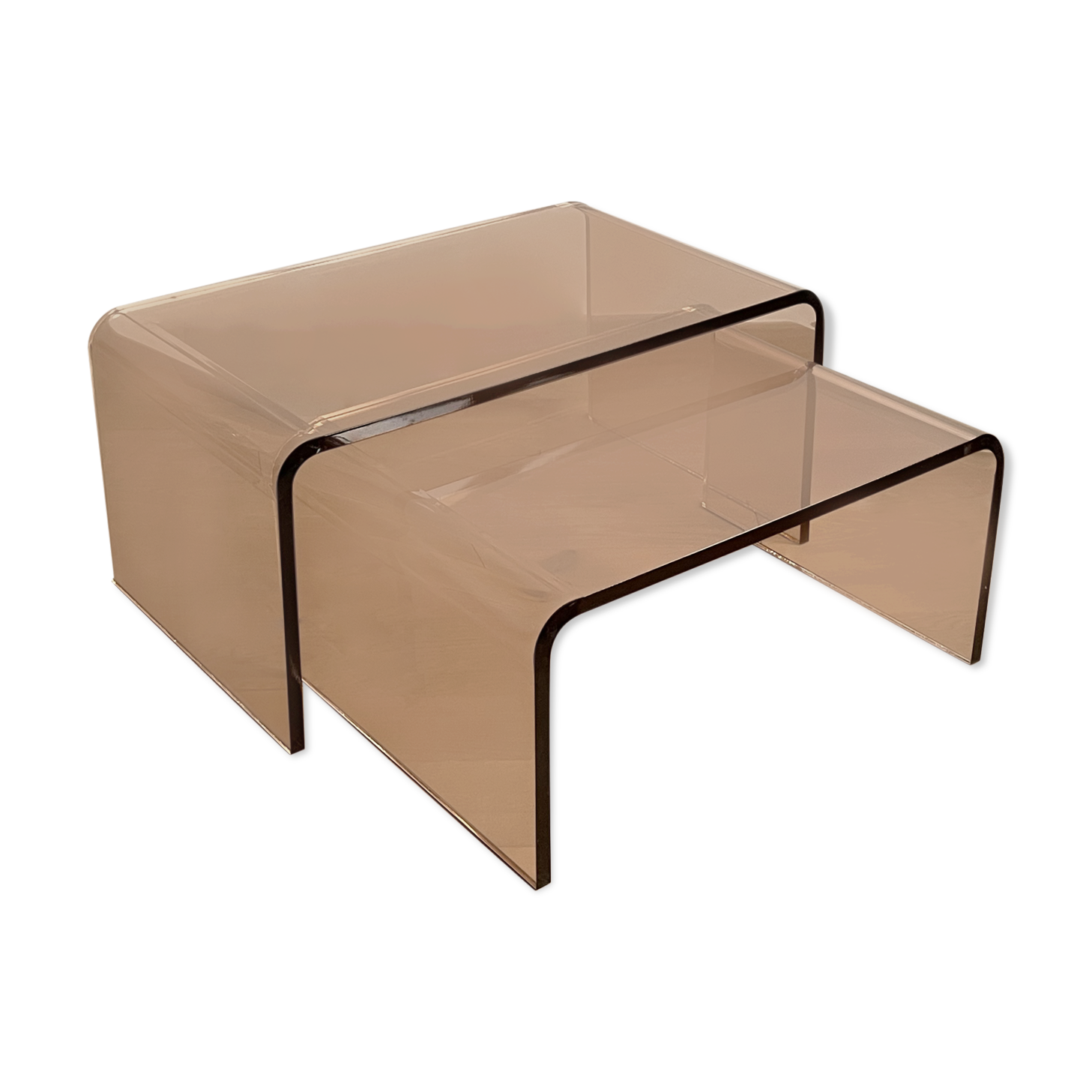 2 altuglas smoked nesting coffee table, 1970s