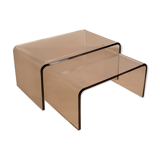 2 altuglas smoked nesting coffee table, 1970s