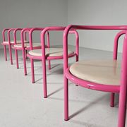 Set of 4 pink Locus Solus chairs by Gae Aulenti for Poltronova, 1960s.