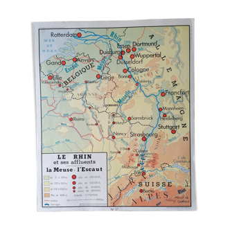 Vintage rossignol school poster: france, the rhine / cotes de la manche.