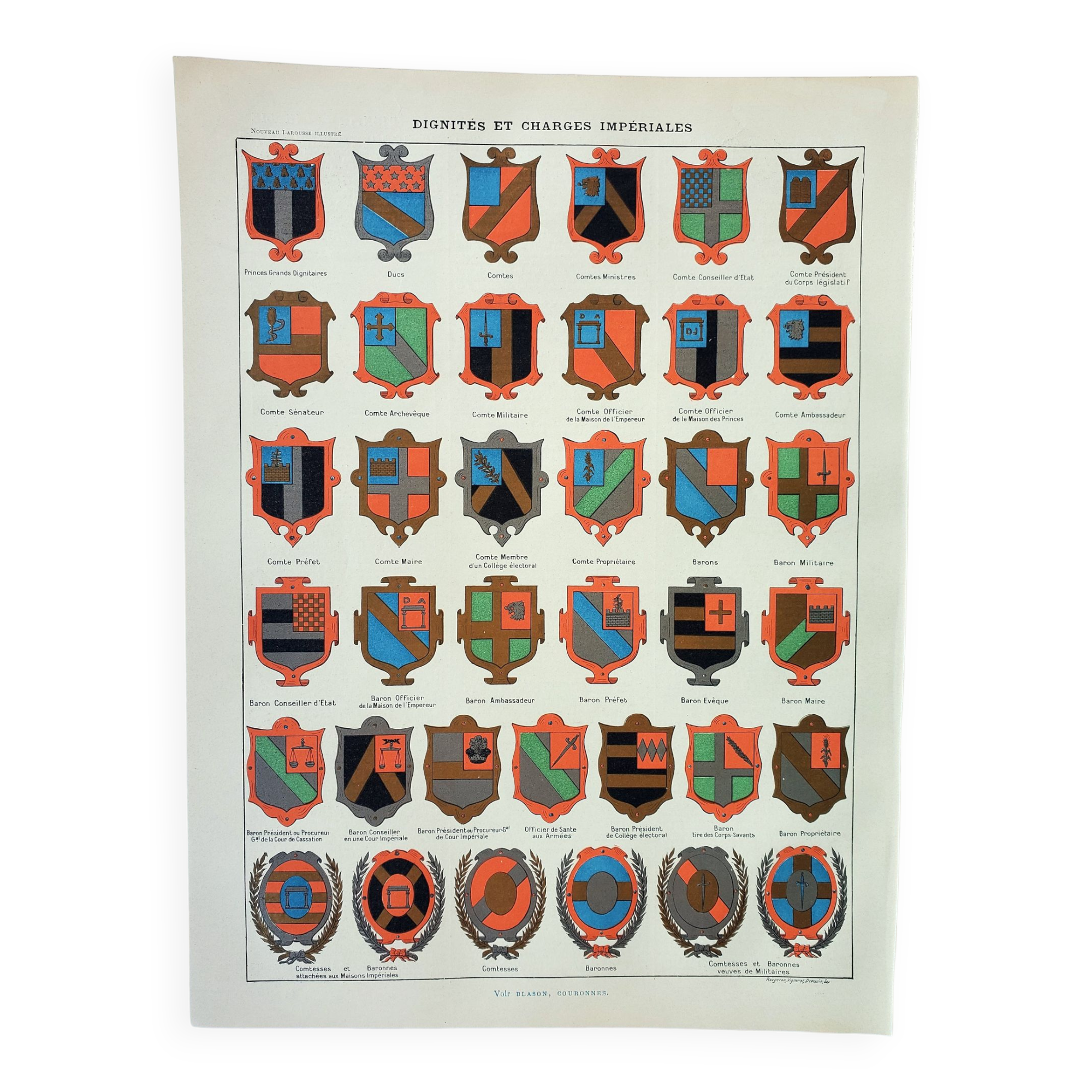 Engraving • Dignity, heraldic coat of arms 1 • Original and vintage poster from 1898