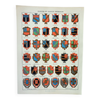 Engraving • Dignity, heraldic coat of arms 1 • Original and vintage poster from 1898