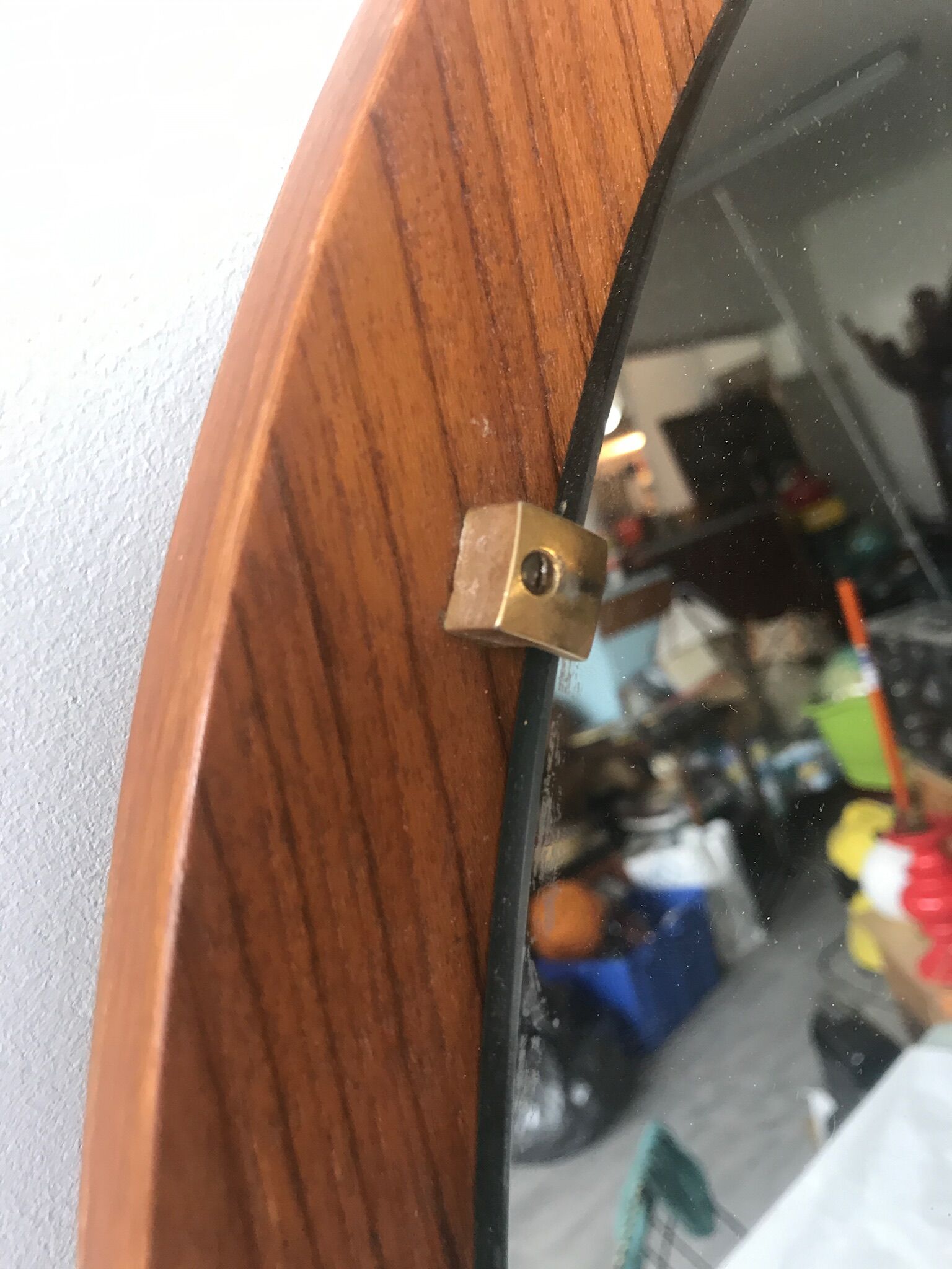 Mirror round vintage teak 66 x 66 cm