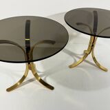 Brass & smoked glass side tables 1960’s