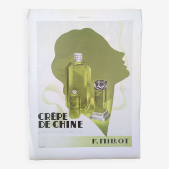 Une publicité papier parfum marque crêpe de chine et eau de cologne issue revue 1937
