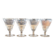 4 Art Deco engraved glass goblets