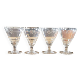 4 verres à pied Art Déco en verre gravé