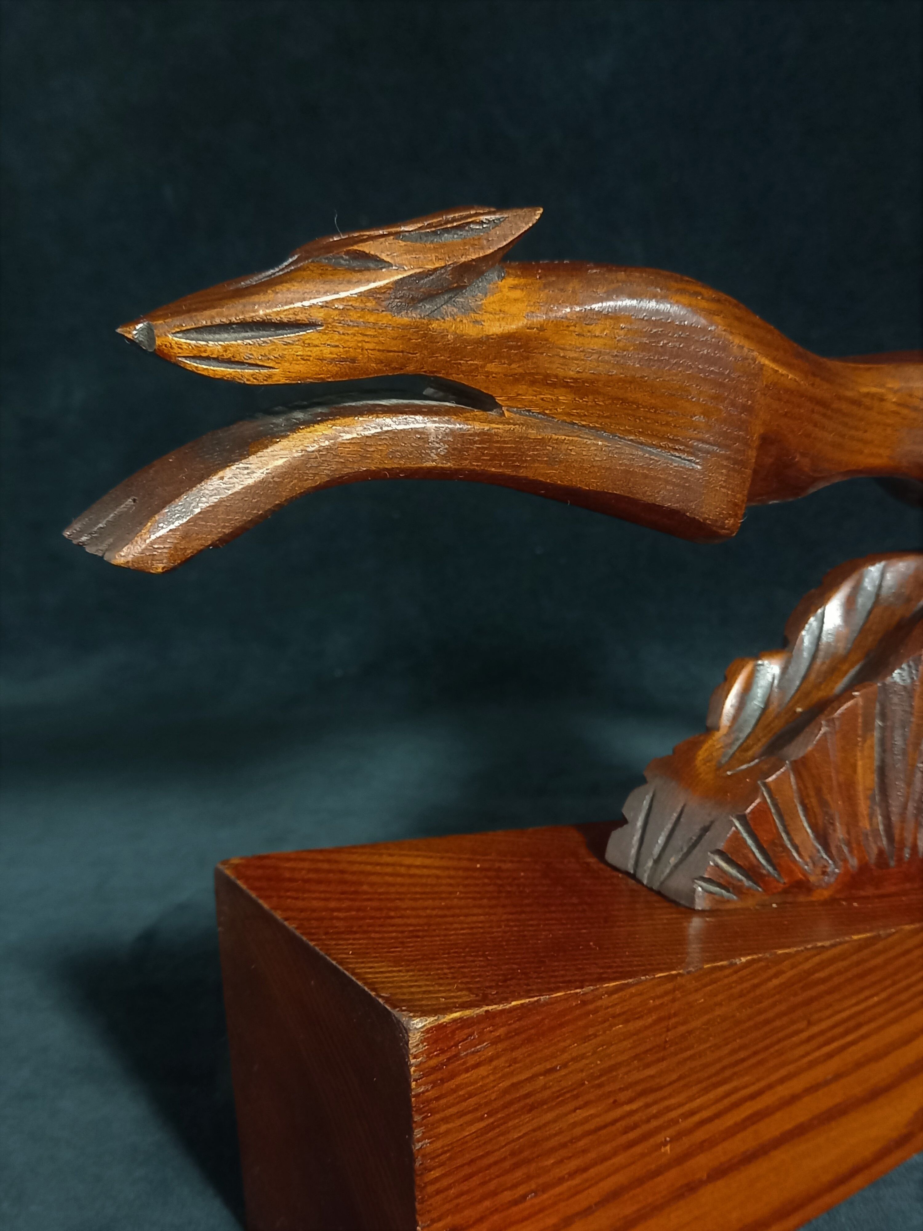 Pair of art deco wooden bookends with greyhounds