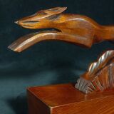 Pair of art deco wooden bookends with greyhounds