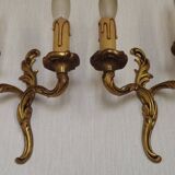 Vintage French Bronze Double Wall Sconces with Acanthus Leaf Detail 5706