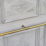 1900s coat rack patina gray mirror brass hooks