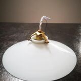 Old pendant lamp in white opaline art deco 1930 ø 24.5 cm